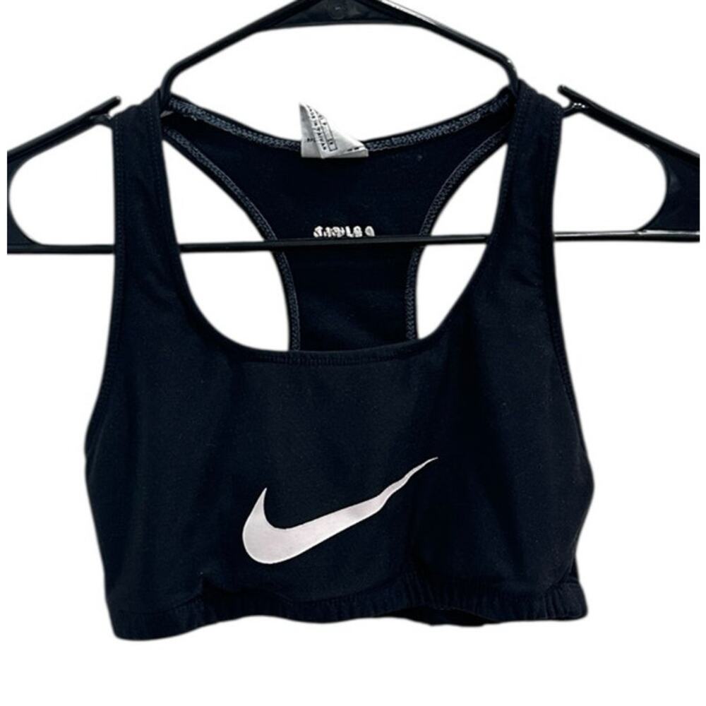 VTG 90s Nike Black Large Swoosh Racerback Sports Bra Sz Small ASO Monica Friends